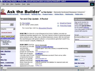 Fig. 4.1  On this website, Tim Carter employs subtle design and placement to make AdSense the center of attraction