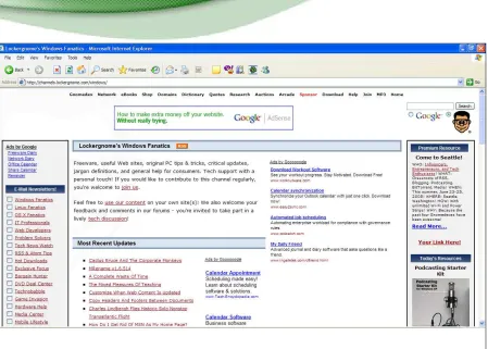Fig 5.5 LockerGnome.com puts AdLinks above a list of links so that they blend into the site