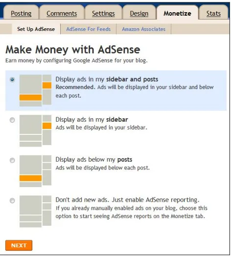 Fig. 1.2 Blogger even tells you where to put your AdSense units. 