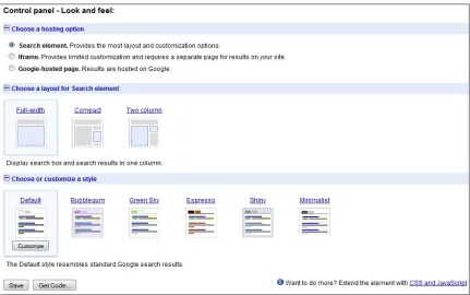 Fig. 4.3 Google’s Custom Search Engine site lets publishers choose a style and customize their search engine themselves