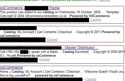 Figure 4: results returned from a dork search