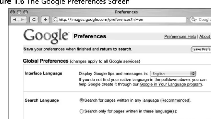 Figure 1.7 The Main Google Page Rendered in “Hacker Speak”
