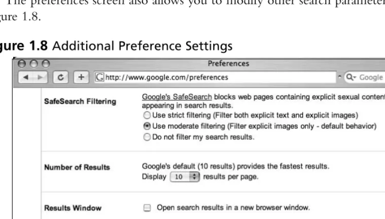 Figure 1.8 Additional Preference Settings