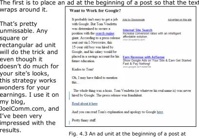 Fig. 4.3 An ad unit at the beginning of a post at 