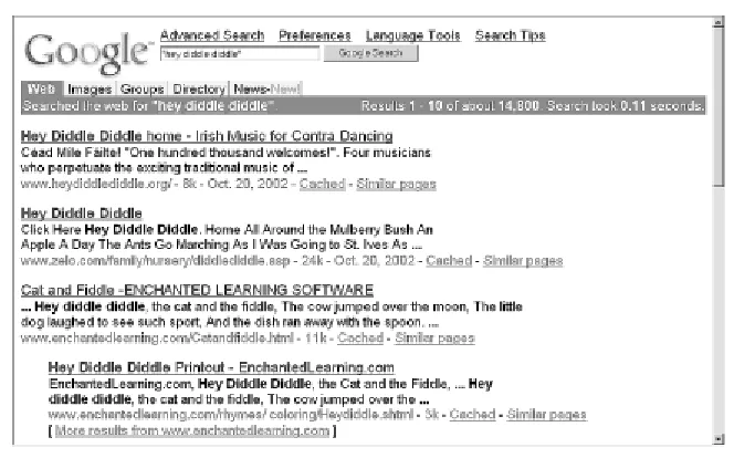 Figure 1-4. Result page for "hey diddle diddle" 