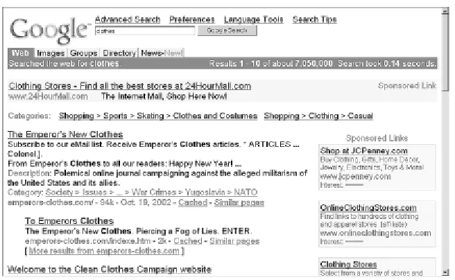 Figure 1-7. Result page for "clothes" 