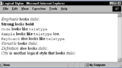 Figure 17-1: Logical styles rendered in the browser