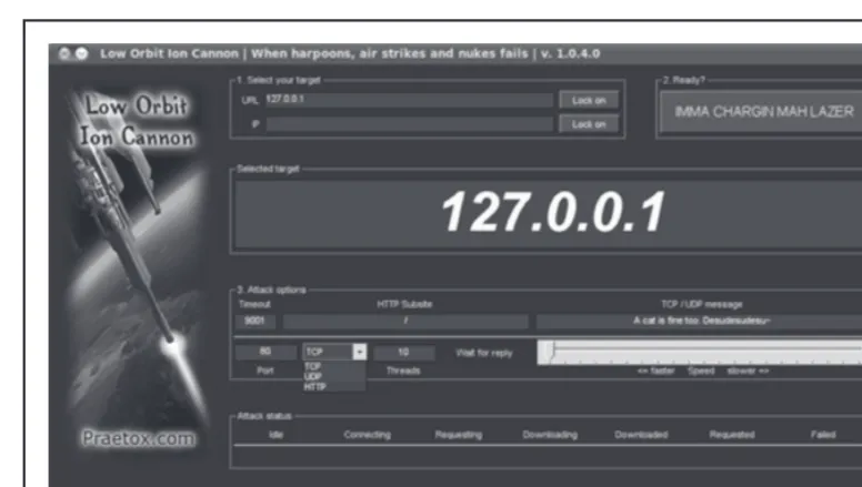 Figure 6-1 Anonymous used Low Orbit Ion Cannon (LOIC) to launch their DDoS attacks against objectors to WikiLeaks.