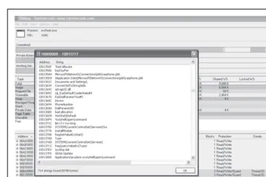 Figure 6-9 VMMap executing the strings command on the 6to4ex.dll