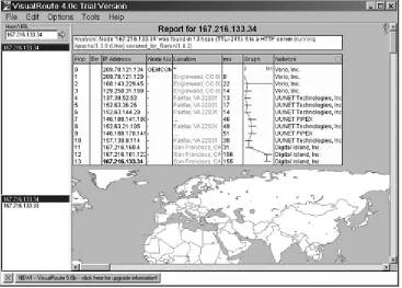 Figure 3.6. Example of using VisualRoute to identify the location of a machine. 