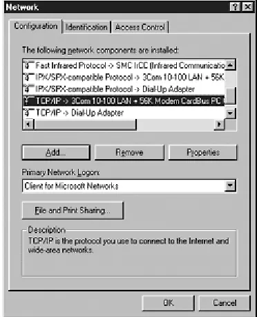 Figure 4.4. TCP/IP properties for a Windows 98 machine. 
