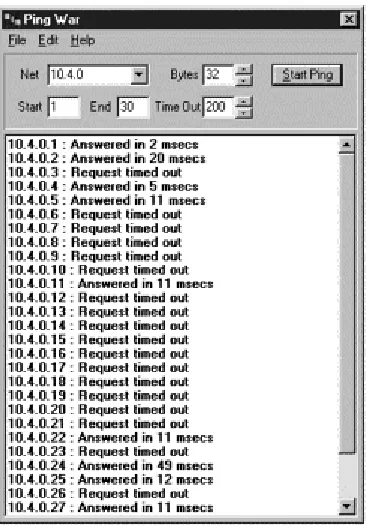 Figure 3.2. Initial screen for Ping War. 