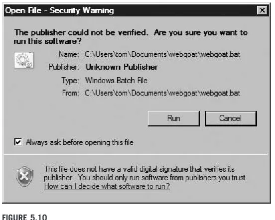 FIGURE 5.10Batch File Security Warning