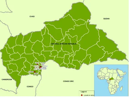 Figure 1. Location of surveyed markets in Bangui.         