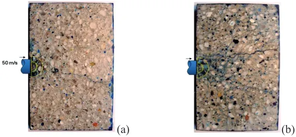 Fig. 7. Cracking pattern of EOI tests performed on (a) a wet R30A7 tile and (b) a dry R30A7 tile