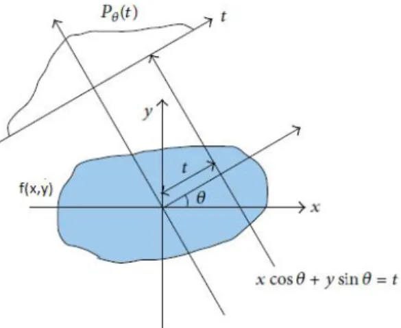 Fig. 3. A projection through f ( x , y ) at an angle 