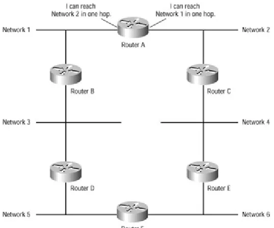 Figure 3.7:  A routed network about to build its routing tables dynamically  