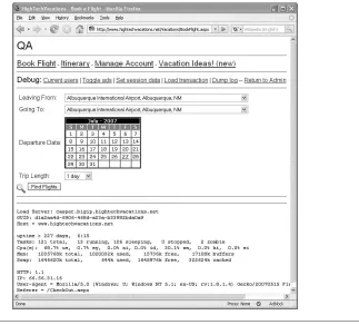 Figure 2-13 shows the HighTechVacation.net Web site while being accessed using the eve6account.