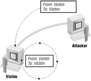 Figure 4.8. Attacker using forged packets to attack a third party 