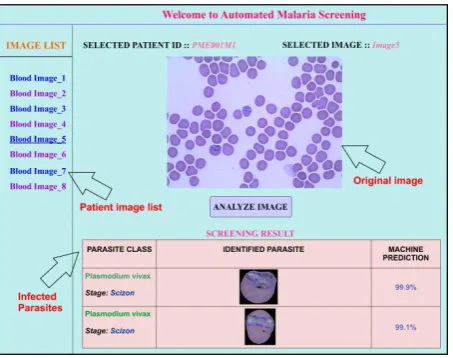 Fig 10: Web-based malaria screening interface 
