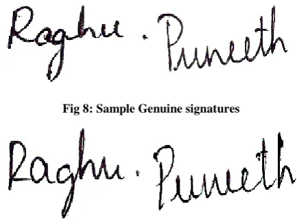 Fig 8: Sample Genuine signatures 
