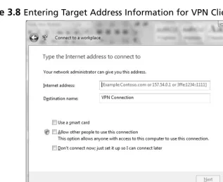 Figure 3.8 Entering Target Address Information for VPN Client