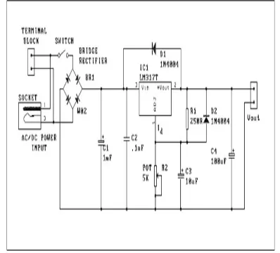 Fig 2.2:  Regulated power supply using 7812 