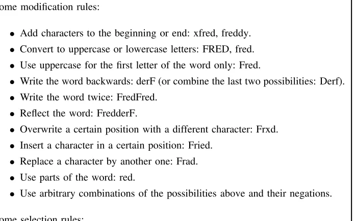 Figure 3.6: Modiﬁcation and selection rules of Crack.