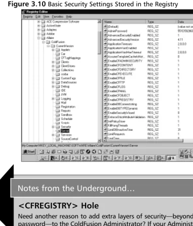 Figure 3.10 Basic Security Settings Stored in the Registry