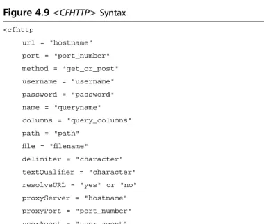 Figure 4.9 <CFHTTP> Syntax