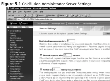 Figure 5.1 ColdFusion Administrator Server Settings