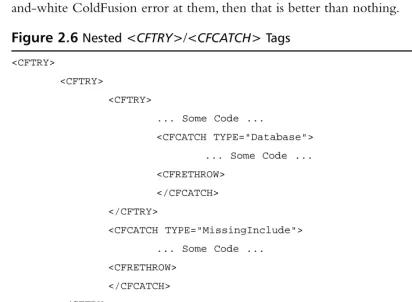 Figure 2.6 Nested <CFTRY>/<CFCATCH> Tags