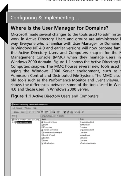 Figure 1.1 Active Directory Users and Computers