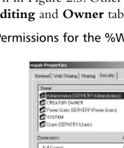 Figure 2.3 Security Permissions for the %Windir%\Repair Directory