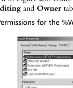 Figure 2.3 Security Permissions for the %Windir%\Repair Directory
