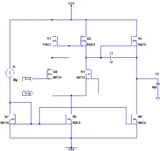 Figure 4.  The Op-amp Design using CMOS [3] 