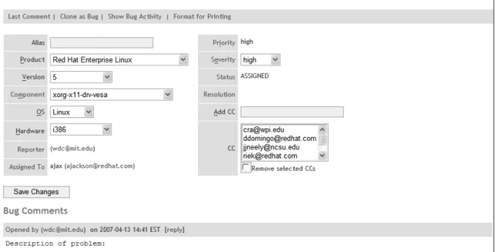 Figure 2.2 Notification of a Bug through Bugzilla