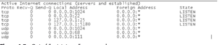 Figure 1.7Out of “netstat –an” command.
