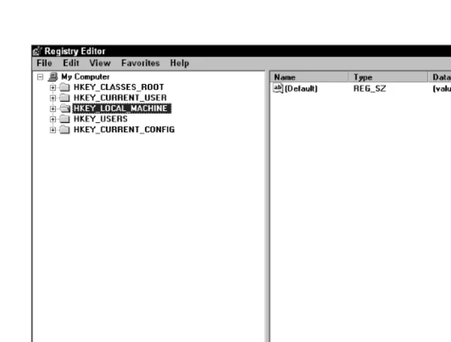 Figure 1-2: The Windows Registry Editor