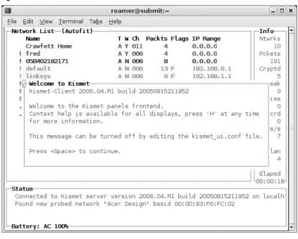 Figure 3.1 Welcome to Kismet