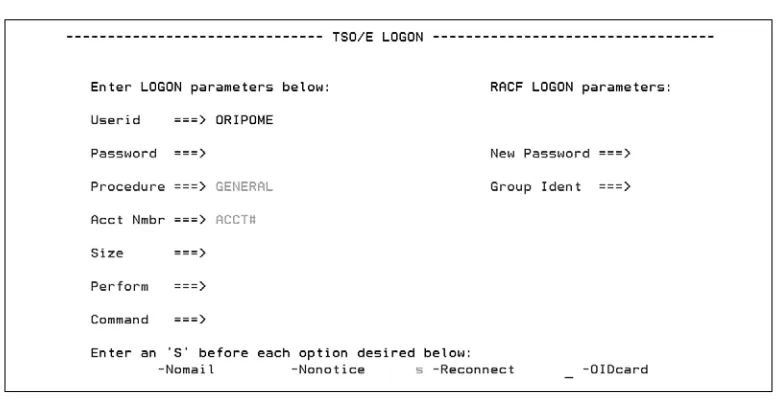 Figure 1.7TSO logon panel with Reconnect