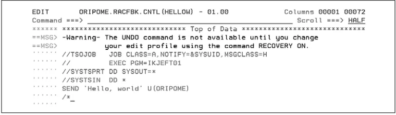 Figure 1.12The editor after typing the batch job