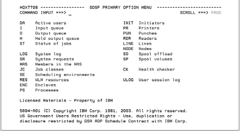 Figure 1.16The SDSF Primary Option menu