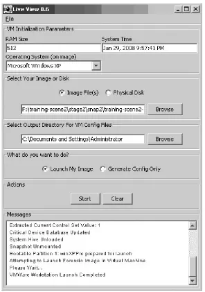 Figure I.1 LiveView Taking a Forensic Duplicate of a Windows XP System  and Launching it in VMware