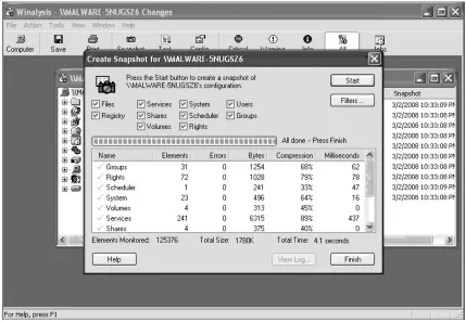 Figure 1. Winalysis Being Used to Create a Snapshot of the Target  System Baseline