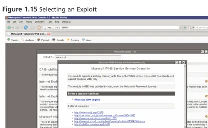 Figure 1.15 Selecting an Exploit