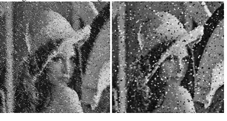 Fig.22a-b: noisy image filtered by the proposed DGF filter  and the removed data. 