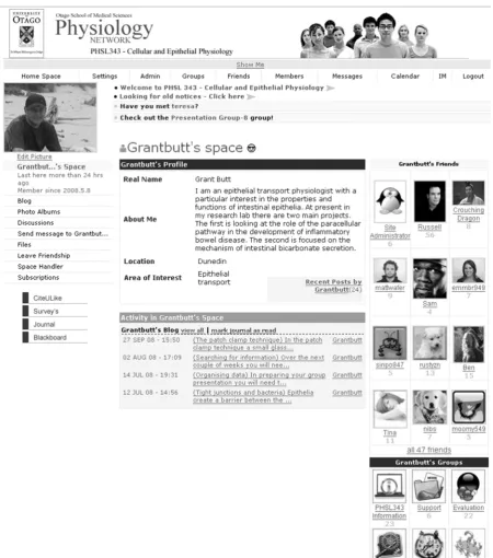 Figure 2. Screenshot showing the layout of a personal space.                                                      