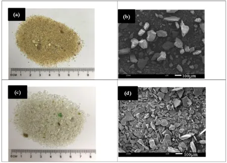 Fig. 2. Particle size of sand and waste glass. 
