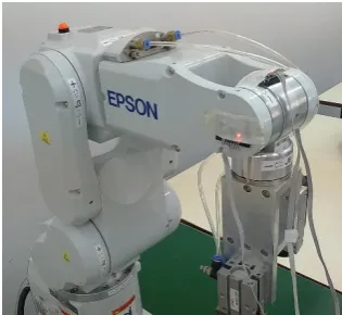 Fig. 7. Accelerometer on EPSON CA-A601S robot.  
